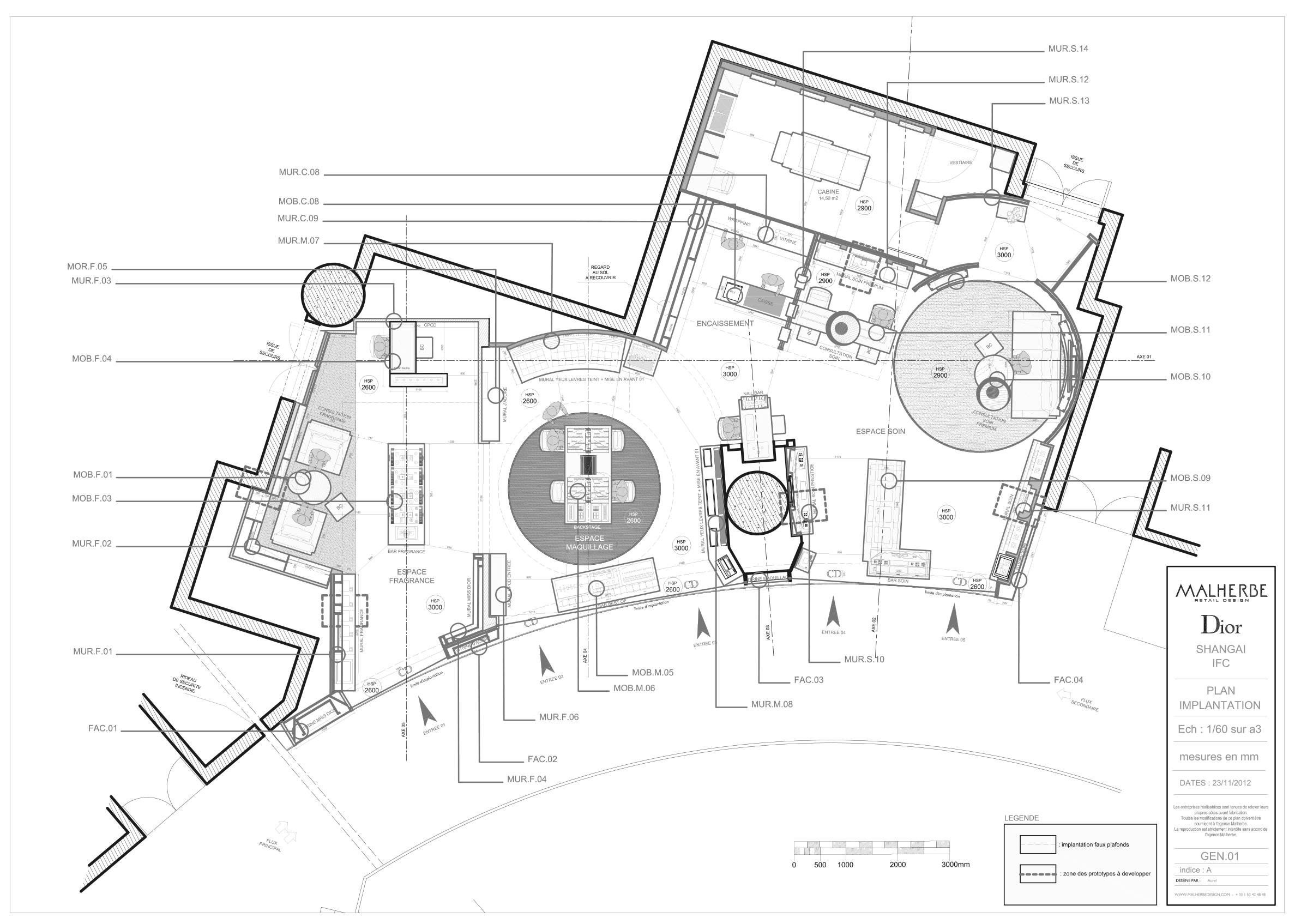 Plan d'implantation du flagship Dior à Shanghai