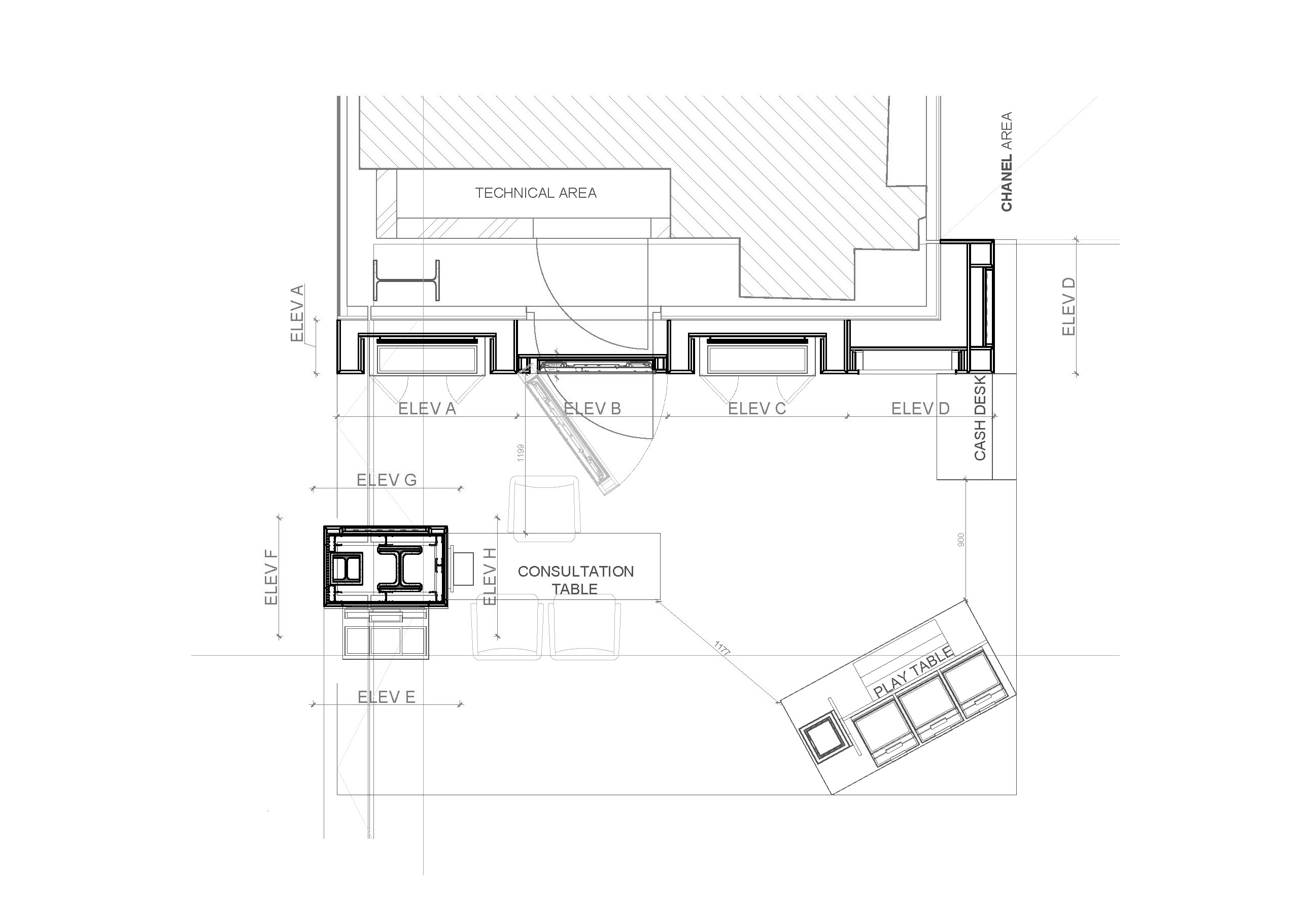Vue en plan du stand La Mer au Kadewe Berlin
