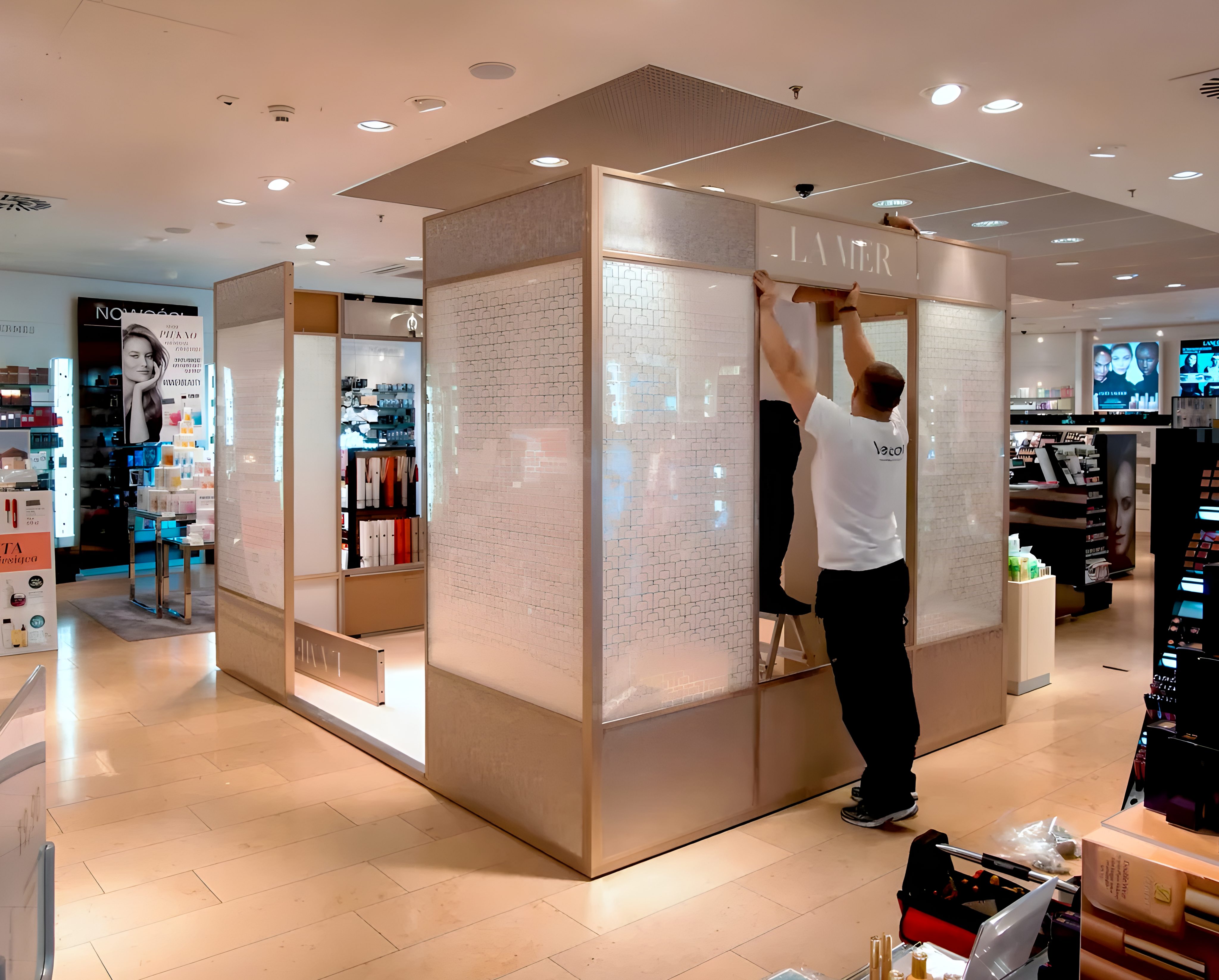 Photo du montage de la cabine de soin La Mer